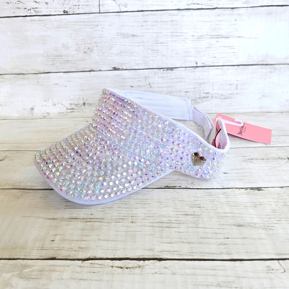 Juicy Couture Accessories - NEW Juicy Couture White Embellished Bling Crystal's Diamonds Sunvisor Iridescent